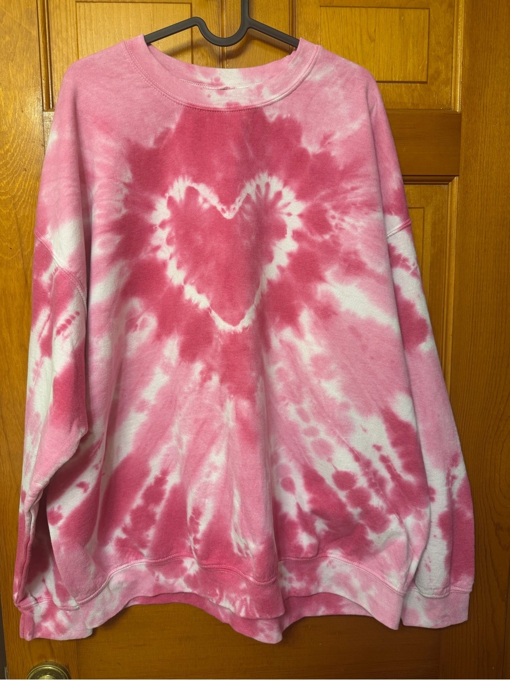 Pink Tie-Dye Heart Crewneck Sweatshirt